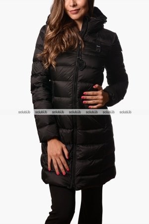 Piumino lungo Blauer donna nero pesante in piuma Agnes