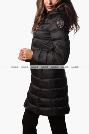 Piumino lungo Blauer donna nero pesante in piuma Agnes
