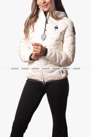 Piumino Blauer donna bianco Camelia in piuma ad onde