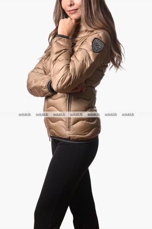 Piumino Blauer donna beige Camelia in piuma ad onde