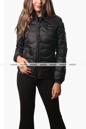 Piumino Blauer donna nero Camelia in piuma ad onde