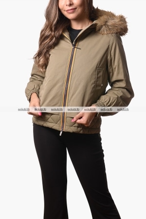Giubbotto Kway donna verde militare Tosca wax cotton nylon