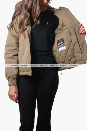 Giubbotto Kway donna verde militare Tosca wax cotton nylon