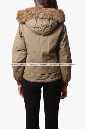 Giubbotto Kway donna verde militare Tosca wax cotton nylon