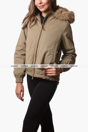 Giubbotto Kway donna verde militare Tosca wax cotton nylon