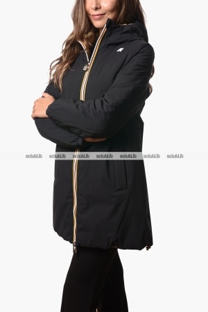 Giubbotto lungo Kway donna nero beige reversibile Sophie st thermo double