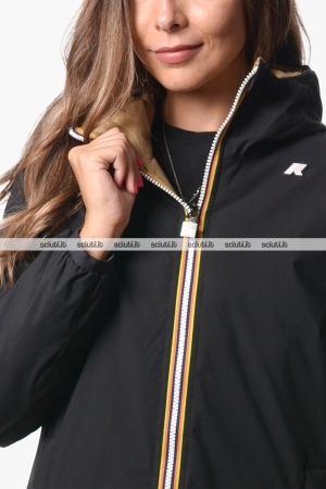 Giubbotto lungo Kway donna nero beige reversibile Sophie st thermo double