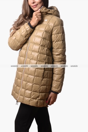Giubbotto lungo Kway donna nero beige reversibile Sophie st thermo double