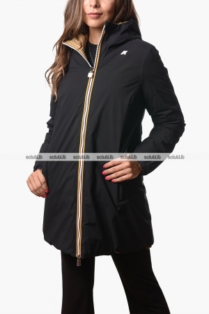 Giubbotto lungo Kway donna nero beige reversibile Sophie st thermo double