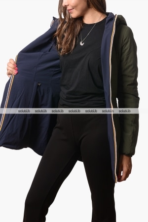 Giubbotto Kway donna blu scuro verde reversibile Denise st warm double