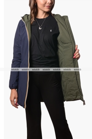 Giubbotto Kway donna blu scuro verde reversibile Denise st warm double