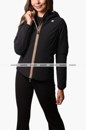 Giubbotto Kway donna nero beige reversibile Lily st warm double