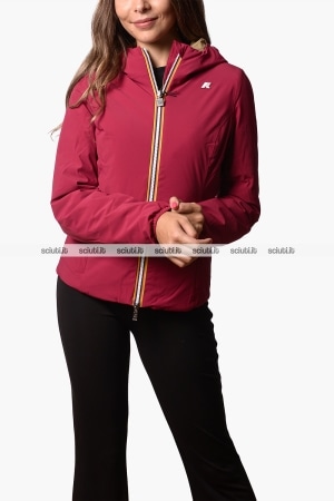 Giubbotto Kway donna rosso scuro beige reversibile Lily st warm double