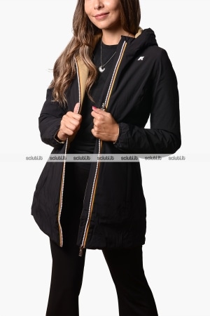 Giubbotto Kway donna nero beige reversibile Denise st warm double
