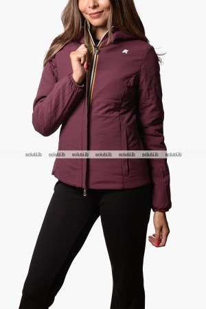 Giubbotto Kway donna verde scuro viola prugna beige reversibile Lily st warm double