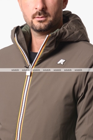 Giubbotto Kway uomo marrone verde scuro reversibile Jack st warm double