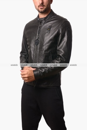 Giubbotto biker Blauer uomo nero in vera pelle Ripley