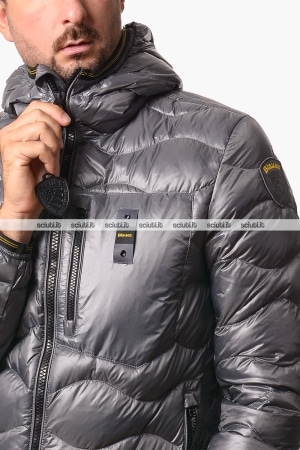 Piumino Blauer uomo grigio Wave in piuma trapuntato ad onde