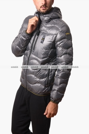 Piumino Blauer uomo grigio Wave in piuma trapuntato ad onde
