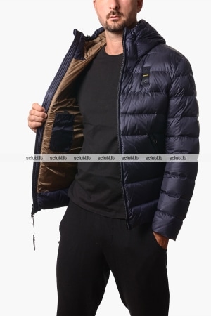 Piumino Blauer uomo blu scuro in piuma Acton con cappuccio