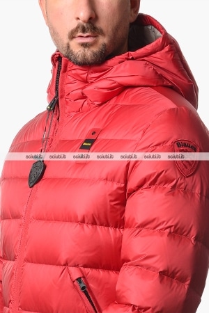 Piumino Blauer uomo rosso in piuma Acton con cappuccio