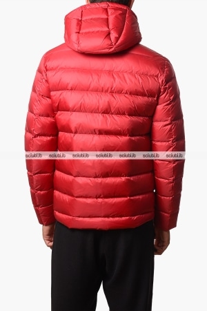 Piumino Blauer uomo rosso in piuma Acton con cappuccio