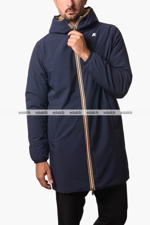 Cappotto Kway uomo blu scuro beige reversibile Jacob st warm double