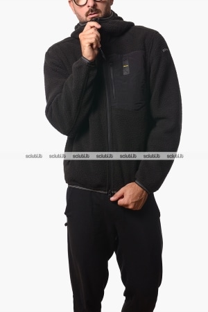 Giubbotto Blauer uomo nero in pile effetto teddy Alleghany