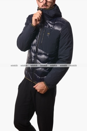 Piumino Blauer uomo blu scuro ibrido in nylon e neoprene Albert