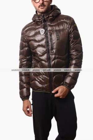 Piumino Blauer uomo marrone Wave in piuma trapuntato ad onde