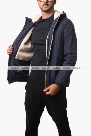 Giubbotto Kway uomo blu scuro Le Vrai 4.0 Claude orsetto