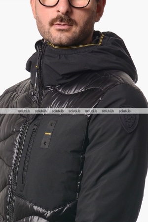 Piumino Blauer uomo nero ibrido in nylon e neoprene Albert