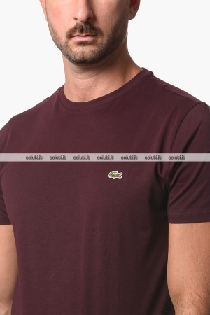 Tshirt Lacoste uomo bordeaux girocollo in jersey