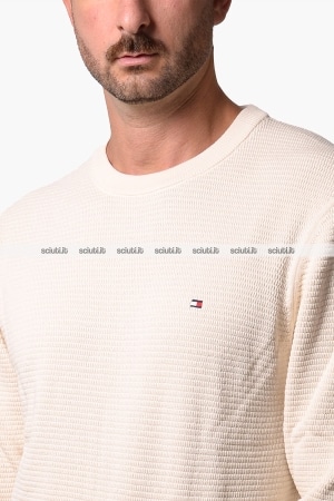 Maglia Tommy Hilfiger uomo bianco avorio a trama strutturata