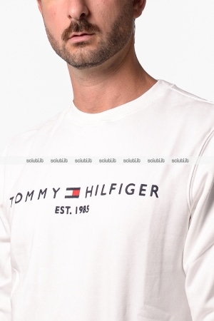 Felpa Tommy Hilfiger uomo bianca logo ricamato