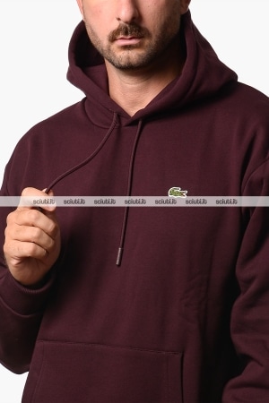 Felpa Lacoste uomo bordeaux con cappuccio classic fit
