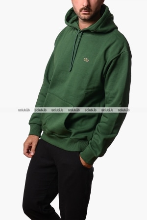 Felpa Lacoste uomo verde con cappuccio classic fit