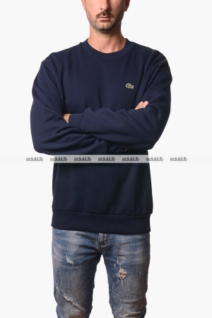 Felpa Lacoste uomo blu scuro girocollo classic fit