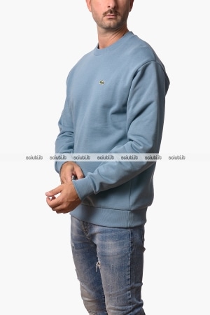 Felpa Lacoste uomo celeste girocollo classic fit