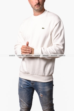 Felpa Lacoste uomo bianca girocollo classic fit