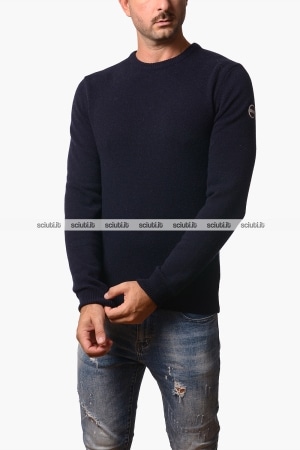 Maglia Colmar uomo blu scuro girocollo in misto lana