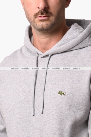 Felpa Lacoste uomo grigia con cappuccio classic fit