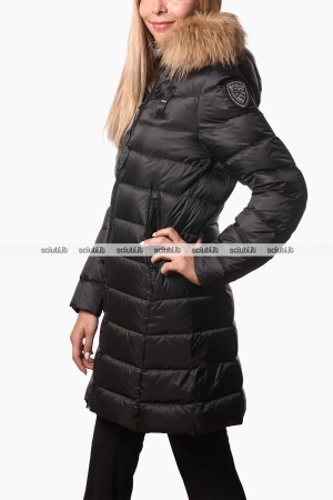 Piumino lungo Blauer donna nero pesante in piuma Kristin
