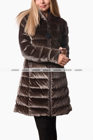 Piumino lungo Blauer donna marrone Velly long in velluto