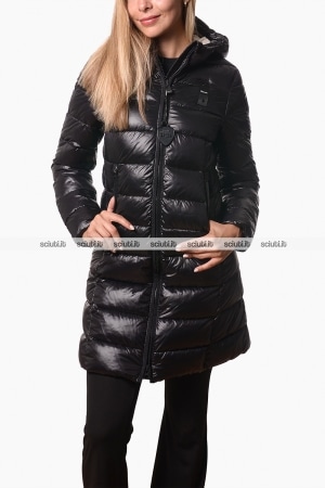 Piumino lungo Blauer donna nero Adelaide imbottitura ovatta