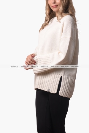Maglione Barbour donna bianco panna girocollo Gaia