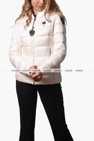 Piumino Blauer donna bianco in piuma Charme con cappuccio