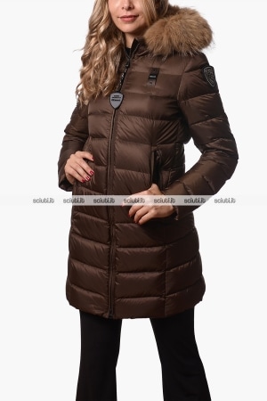 Piumino lungo Blauer donna marrone pesante in piuma Kristin