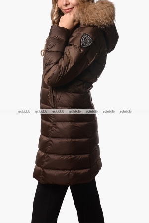 Piumino lungo Blauer donna marrone pesante in piuma Kristin
