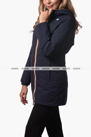 Giubbotto Kway donna blu scuro beige reversibile Denise st thermo double